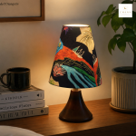Tropical Print Wooden Bedside Table Lamp