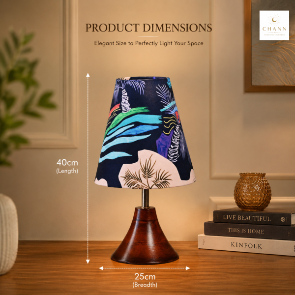 Tropical Print Wooden Bedside Table Lamp