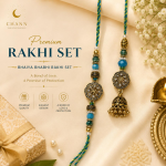 Premium Blue Lumba Bhaiya Bhabhi Rakhi Set