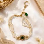 Green Premium Kundan Bracelet Rakhi with Charm