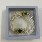 Green Premium Kundan Bracelet Rakhi with Charm