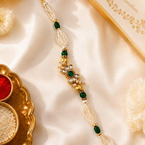 Premium Kundan Bracelet Rakhi Floral