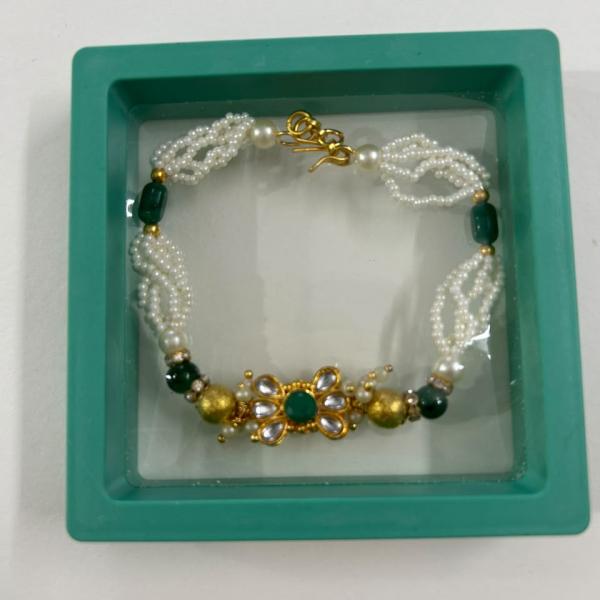 Premium Kundan Bracelet Rakhi Floral