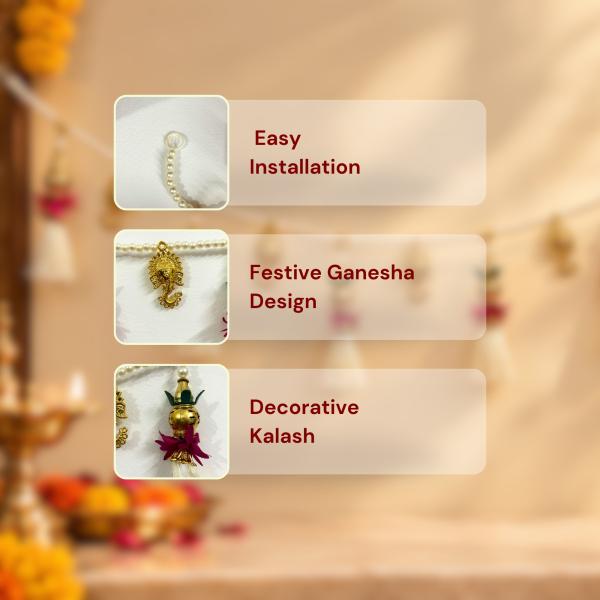 Pearl Ganesha Festive Decoration Toran for Door