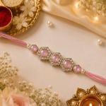 Premium Pink Stone Rakhi