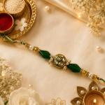 Premium Green Kundan Rakhi