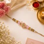 Premium Pink Kundan Pearl Rakhi