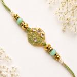 Pista Green Kundan Rakhi