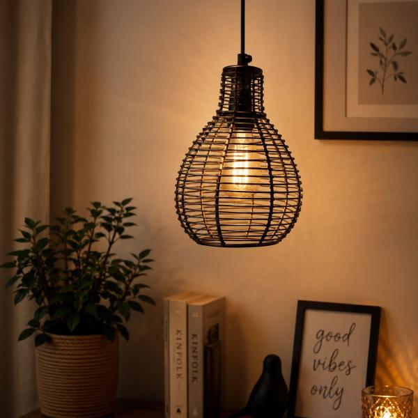 Black Metal Cage Ceiling Pendant Hanging
