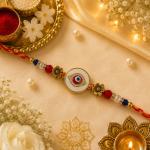 Evil Eye Protection Rakhi Set of  I Handcrafted Thread Rakhi Collection (Blue & Red)